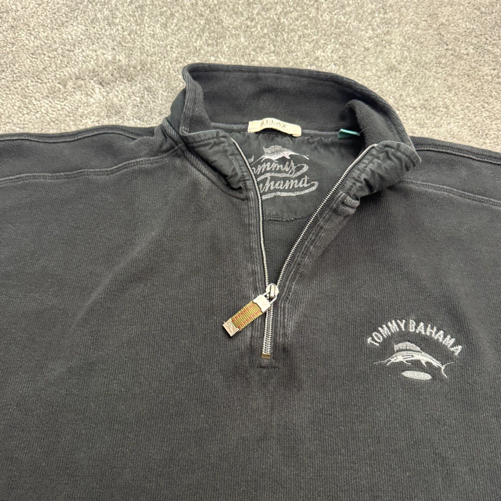 Tommy Bahama Tommy Bahama Sweatshirt Mens XL Black 1/4 Zip Pullover Knit Cotton Relaxed Logo Marlin Outdoor Athleisure shirt/hoodie style Size US XL / EU 56 / 4 - 3 Thumbnail