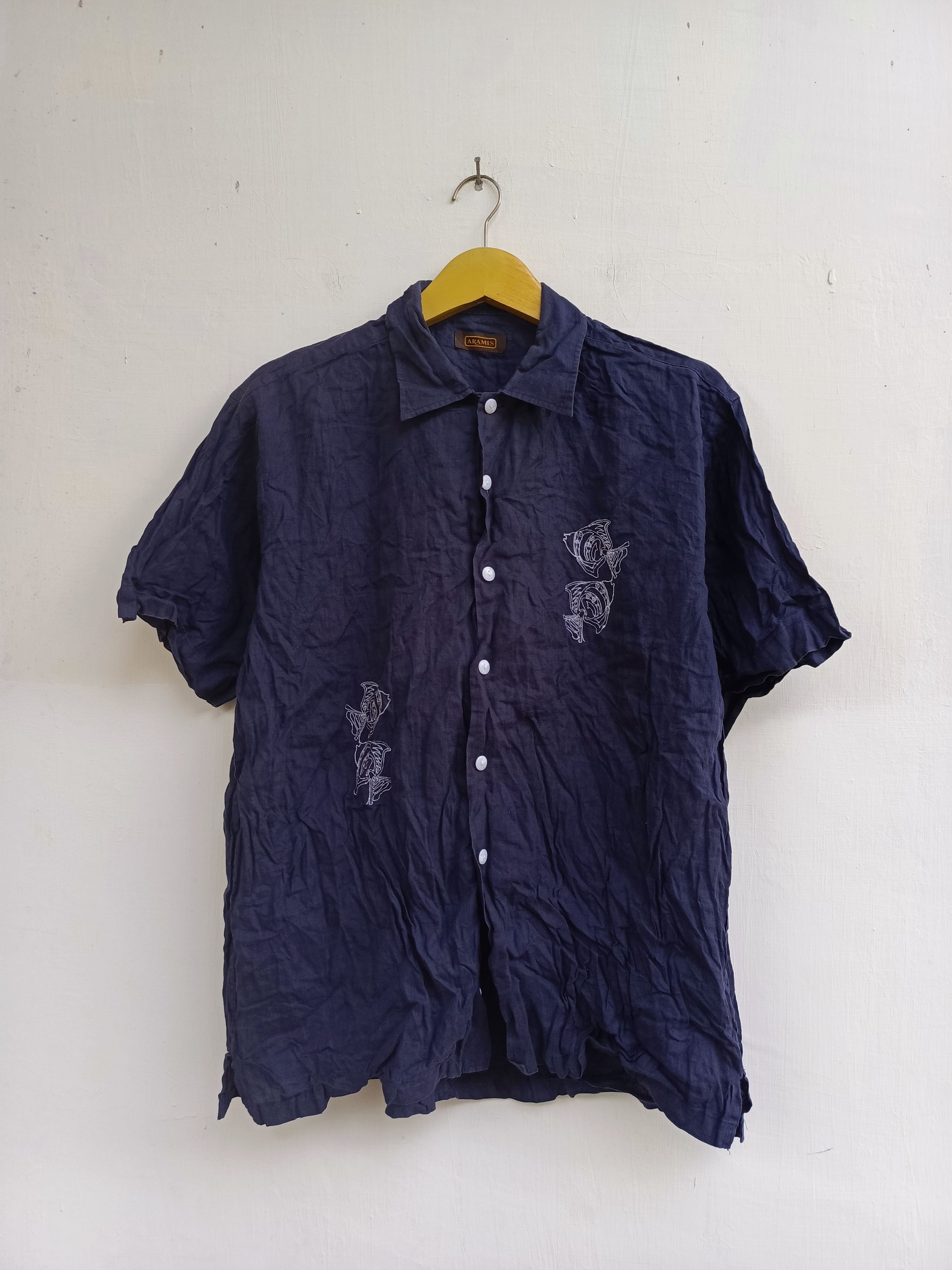 Japanese Brand Aramis Embroidered Fish Short Sleeve Button Up Size US L / EU 52-54 / 3 - 1 Thumbnail
