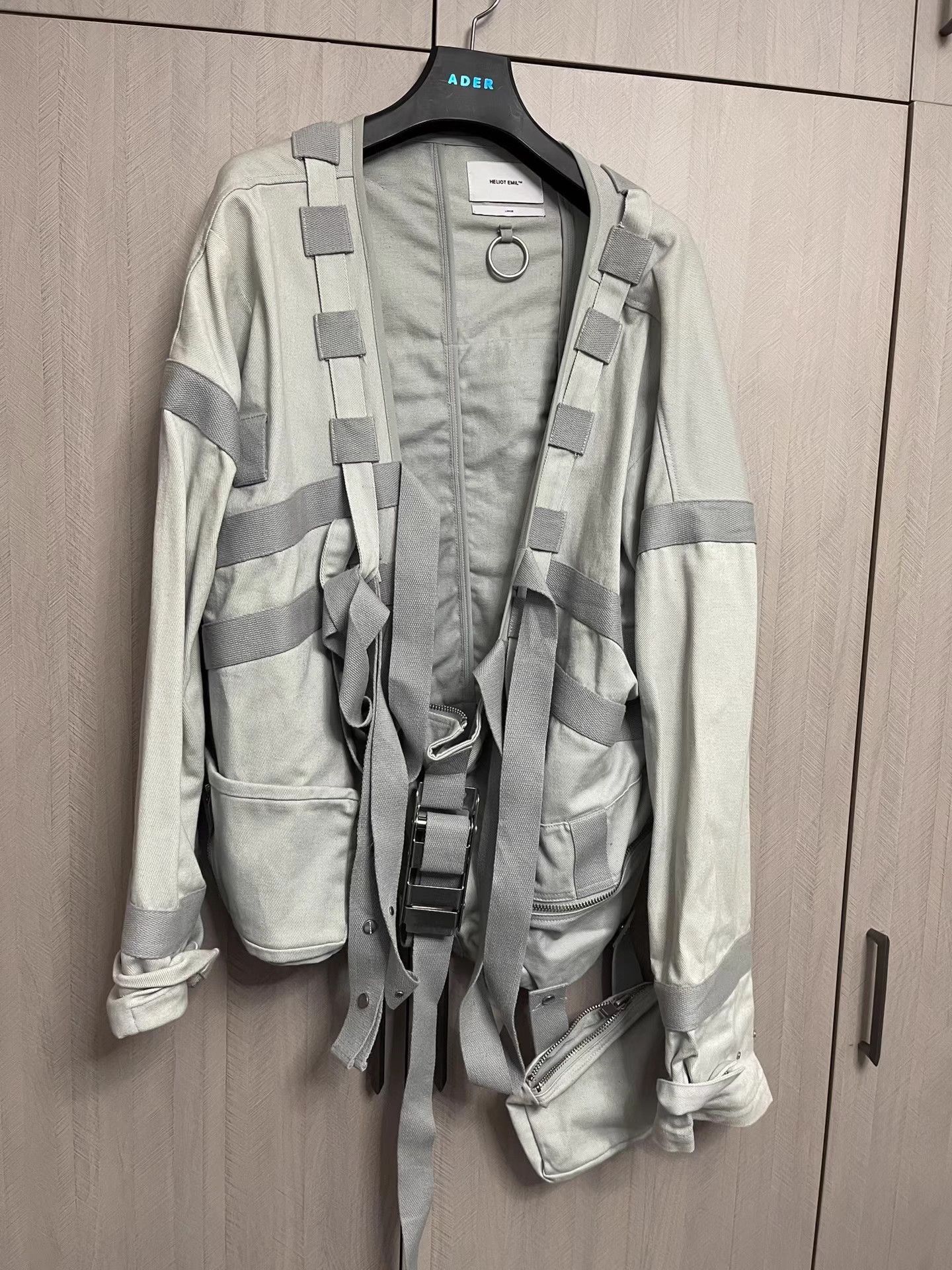Heliot Emil Gray Utility Jacket with Straps and Pockets, Size L Size US L / EU 52-54 / 3 - 1 Thumbnail