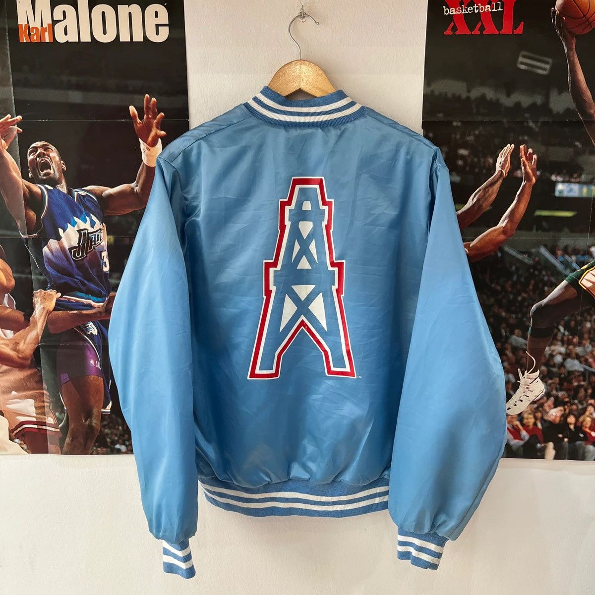 Chalk Line Vintage Houston Oilers Chalk Line Satin Bomber Jacket Size US M / EU 48-50 / 2 - 1 Thumbnail