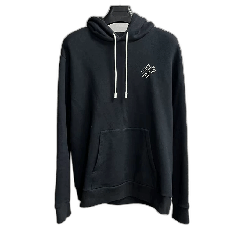 Louis Vuitton Louis Vuitton Black Logo Print Hooded Sweatshirt Size US XL / EU 56 / 4 - 1 Thumbnail