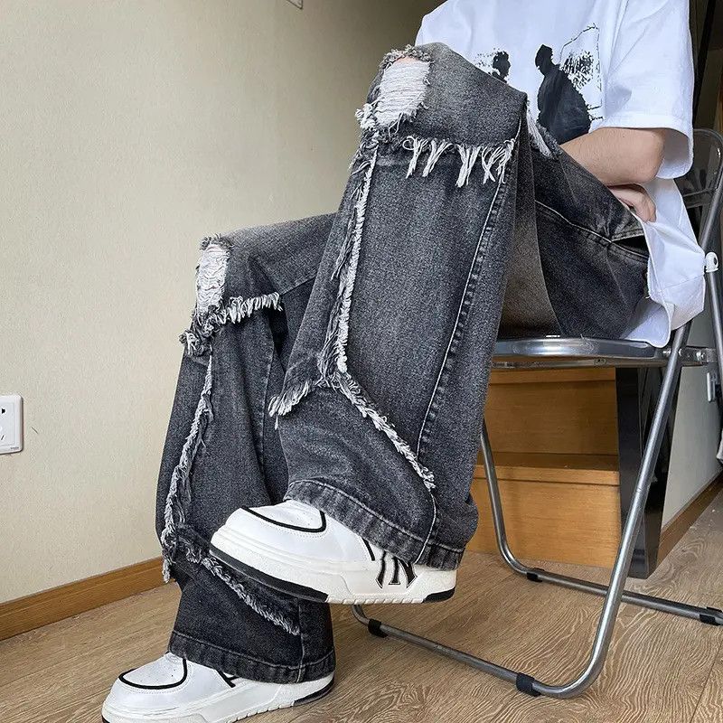 Japanese Brand Retro loose ripped tie dye micro flared jeans Size US 32 / EU 48 - 4 Thumbnail