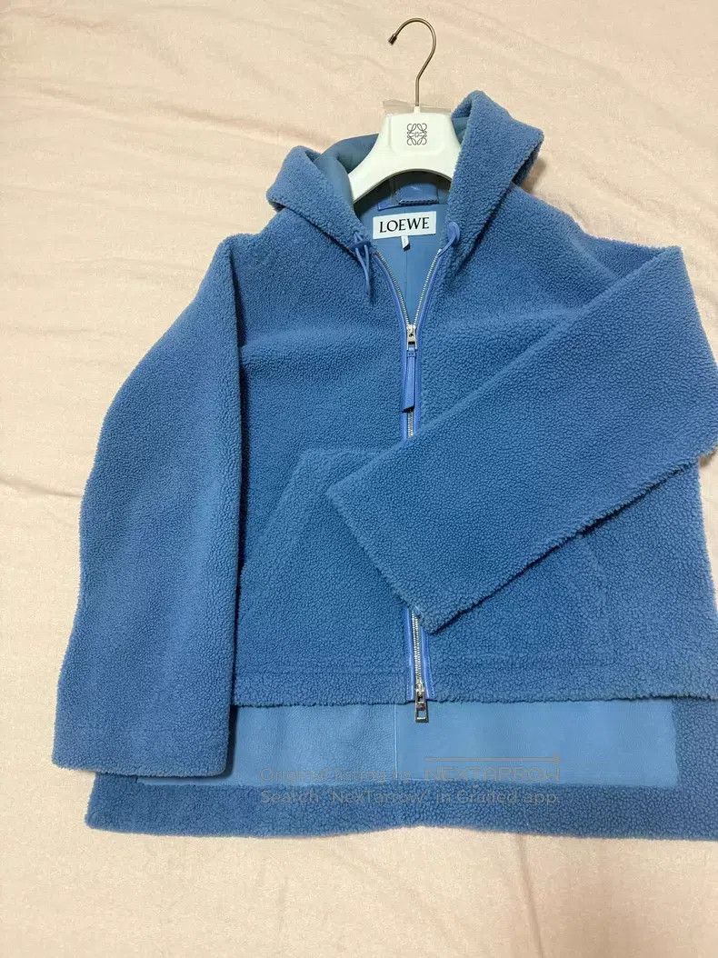Loewe Loewe Fur and Leather Jacket, Blue Front Short Back Long Size XXS / US 00 / IT 34 - 1 Thumbnail