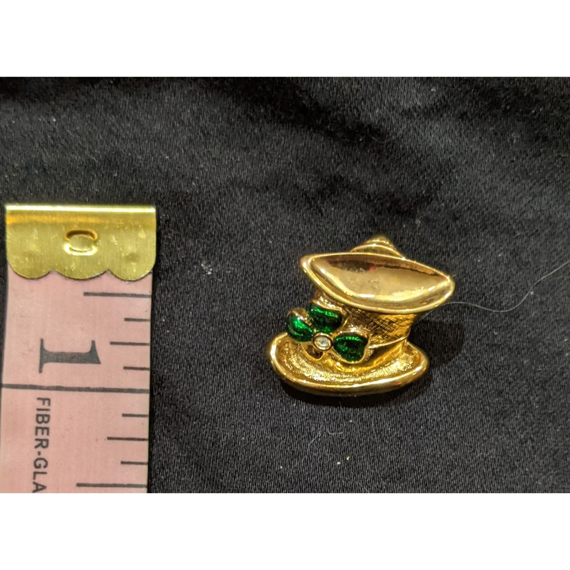 Other Vintage Avon Leprechaun Clover Gold Tone Hat Shaped Pin Size ONE SIZE - 3 Thumbnail