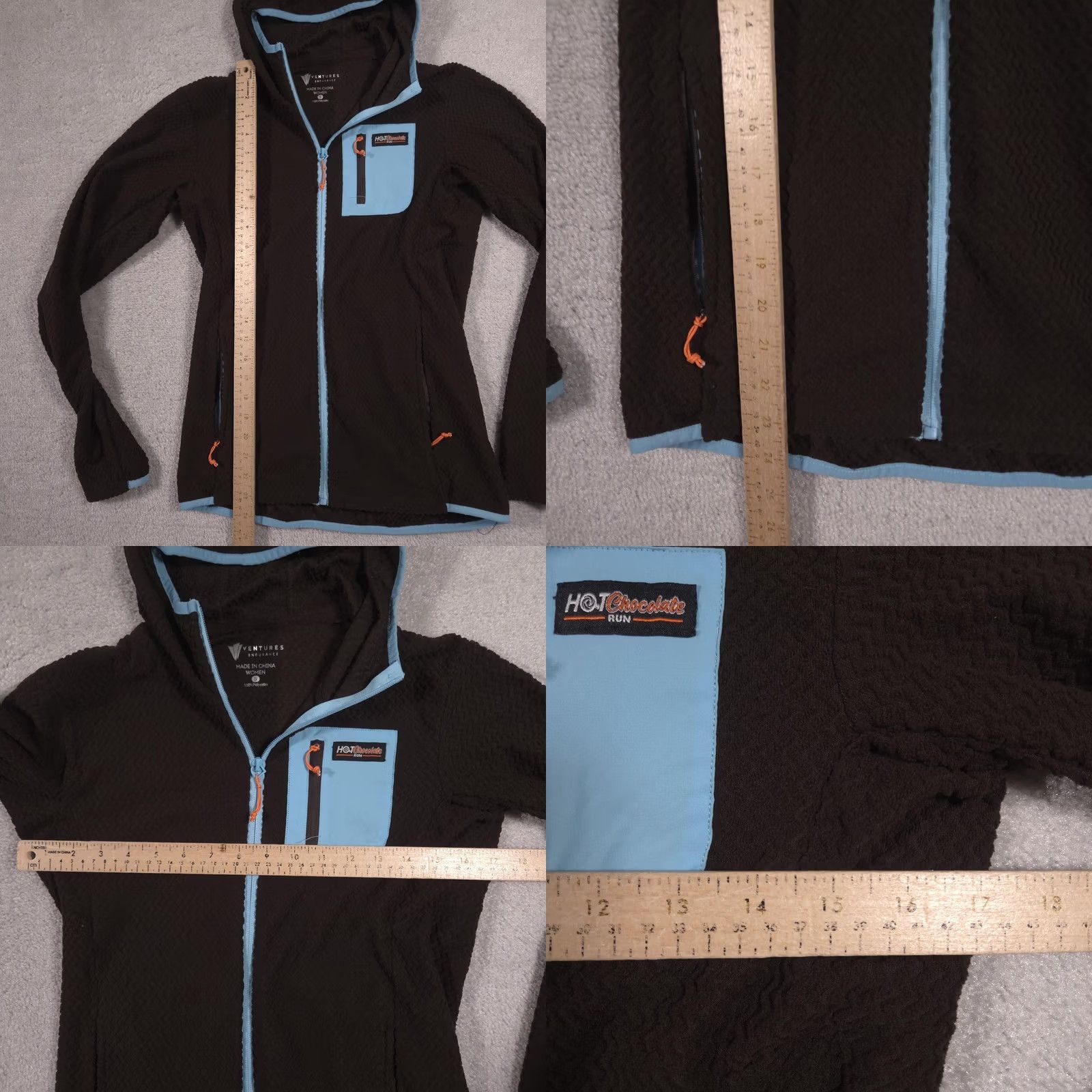 CHOCOOLATE Ventures Endurance Jacket Womens Small Black Hot Chocolate Run Hooded Full Zip Jacket Size S / US 4 / IT 40 - 8 Thumbnail