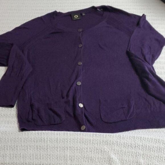 Designer Amber Sun Sz L Purple Button-down LS Cardigan with Pockets Size L / US 10 / IT 46 - 2 Thumbnail