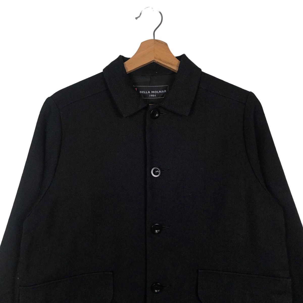Issey Miyake 🔥Vintage Wool Button Jacket Bella Molnar 1984 Rich Black Size US M / EU 48-50 / 2 - 3 Thumbnail