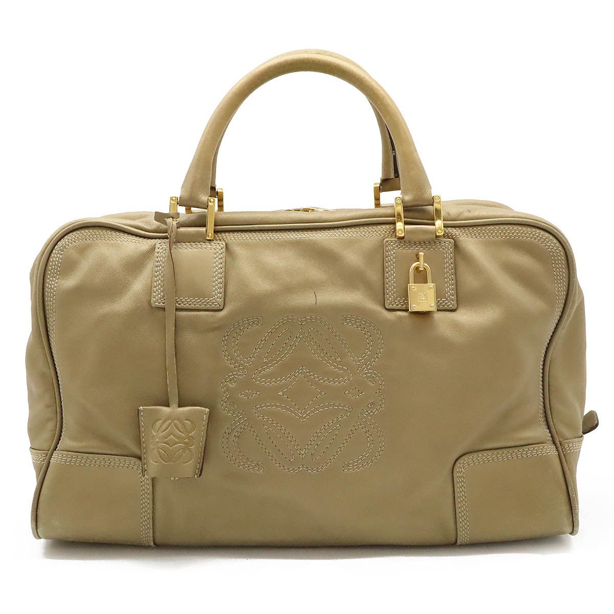 Loewe Loewe Leather Amazona 35 Handbag Mini Boston Bag Leather Handbag 35 in Gold, Women's