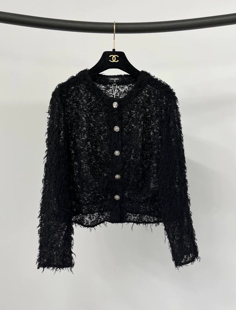Chanel Chanel 22A black lace diamond buckle thin jacket Size S / US 4 / IT 40 - 1 Thumbnail