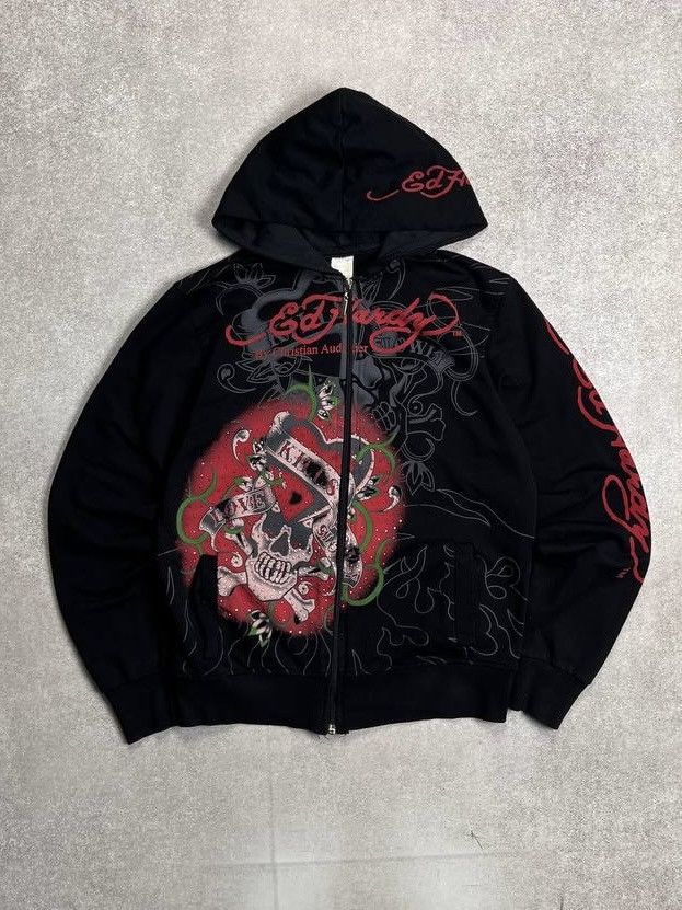 Ed Hardy VINTAGE ED HARDY CHRISTIAN AUDIGIER BOXY ZIP HOODIE L Size L / US 10 / IT 46 - 1 Thumbnail