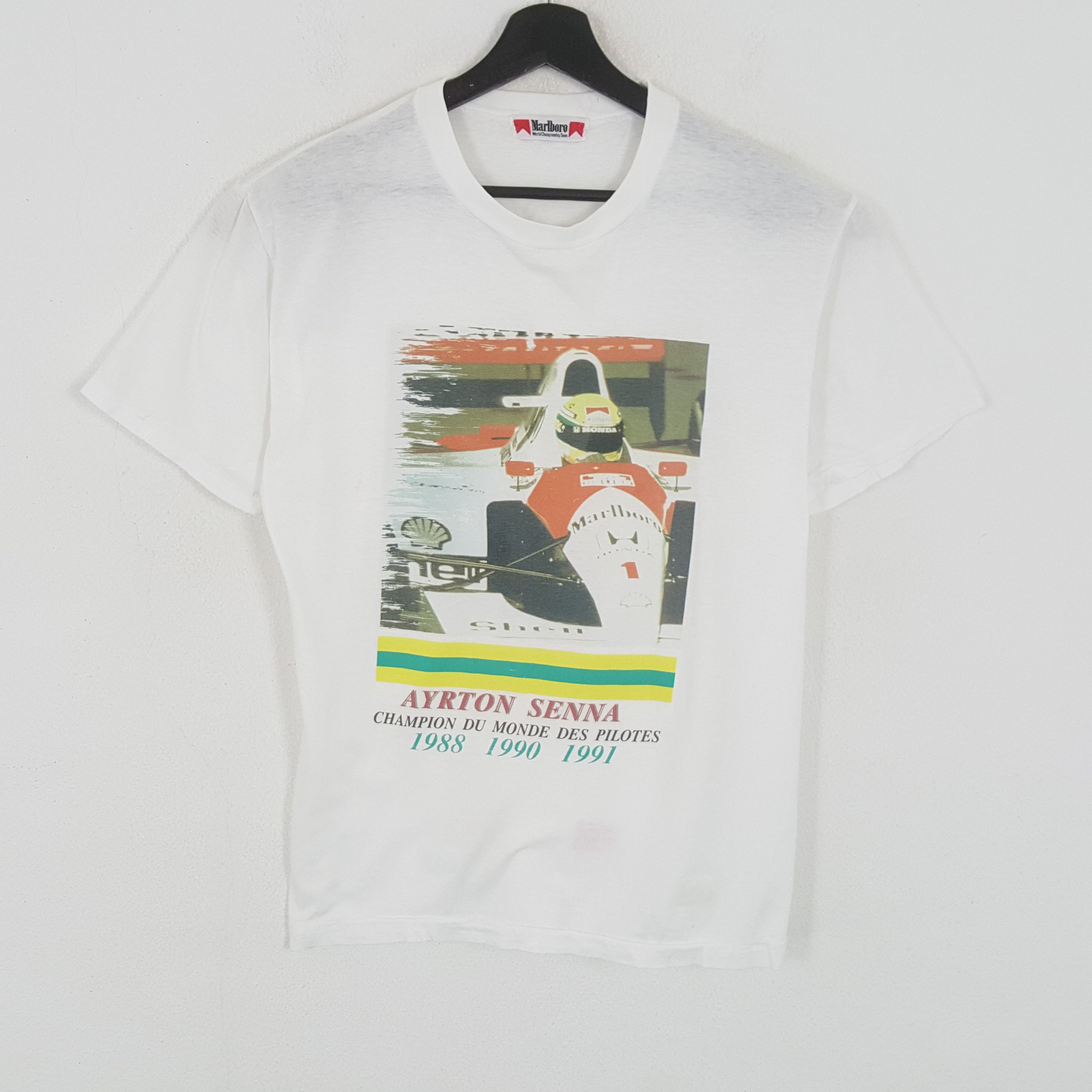 Marlboro × Vintage MARLBORO AYRTON SENNA F1 Racing Formula One Vintage Tshirt Size US M / EU 48-50 / 2 - 1 Thumbnail