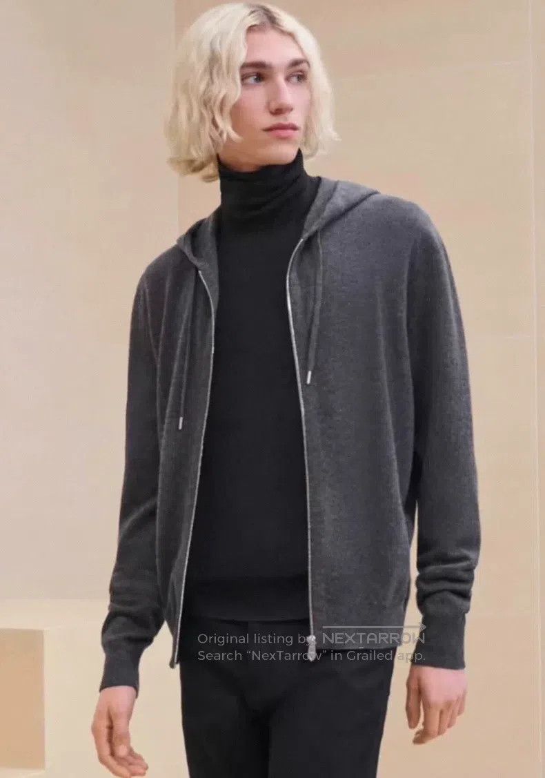 Hermes Hermes Men's zip-up shearling jacket in slate grey with pi Size US XL / EU 56 / 4 - 2 Thumbnail