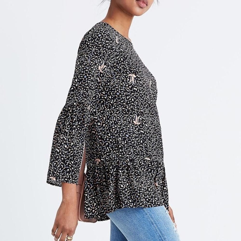 Madewell Madewell l Silk Fiesta Paisley Bell-Sleeve Top XS Size XS / US 0-2 / IT 36-38 - 2 Thumbnail