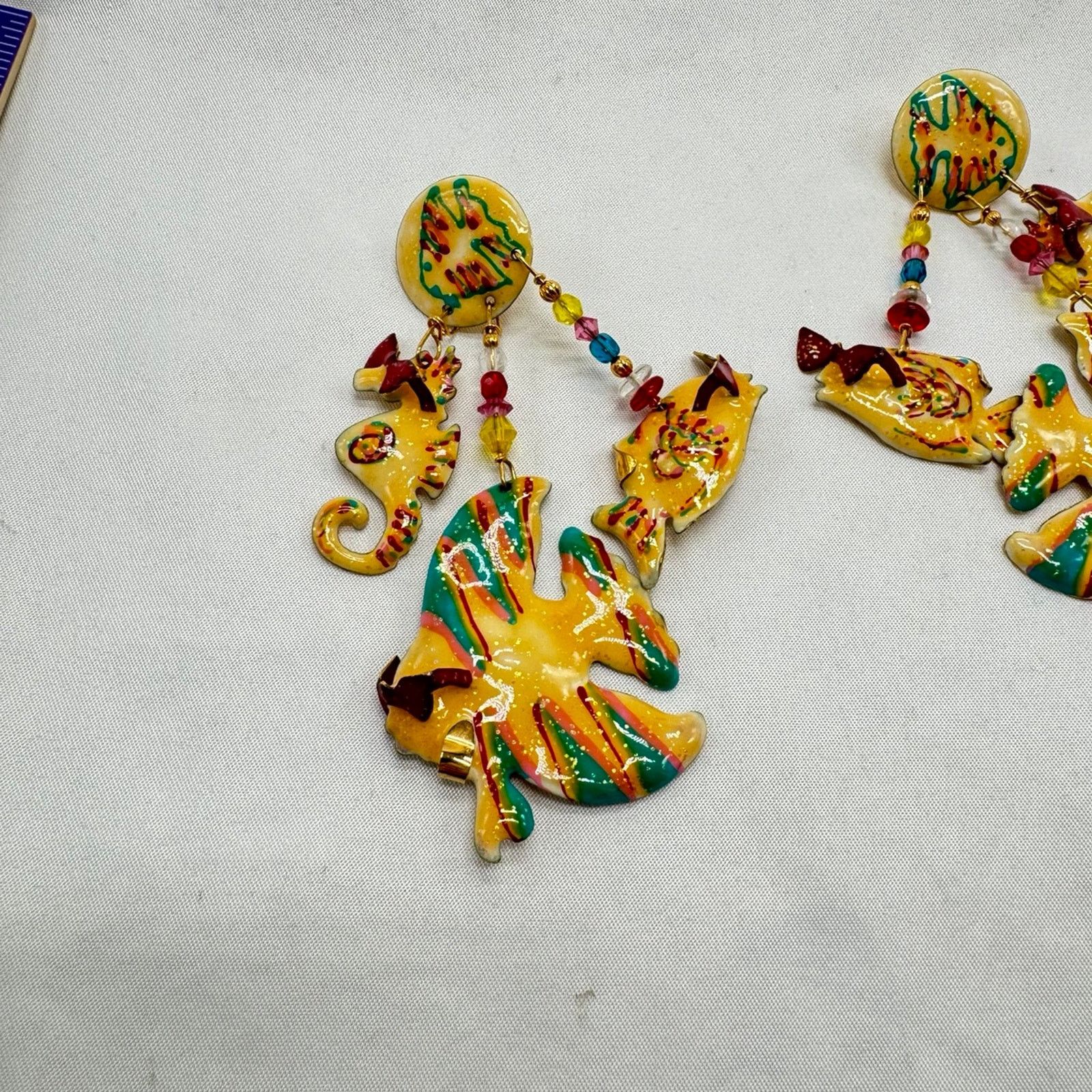 Other VTG rare!! HTF! Lunch at the Ritz enamel dangle earrings Size ONE SIZE - 1 Thumbnail