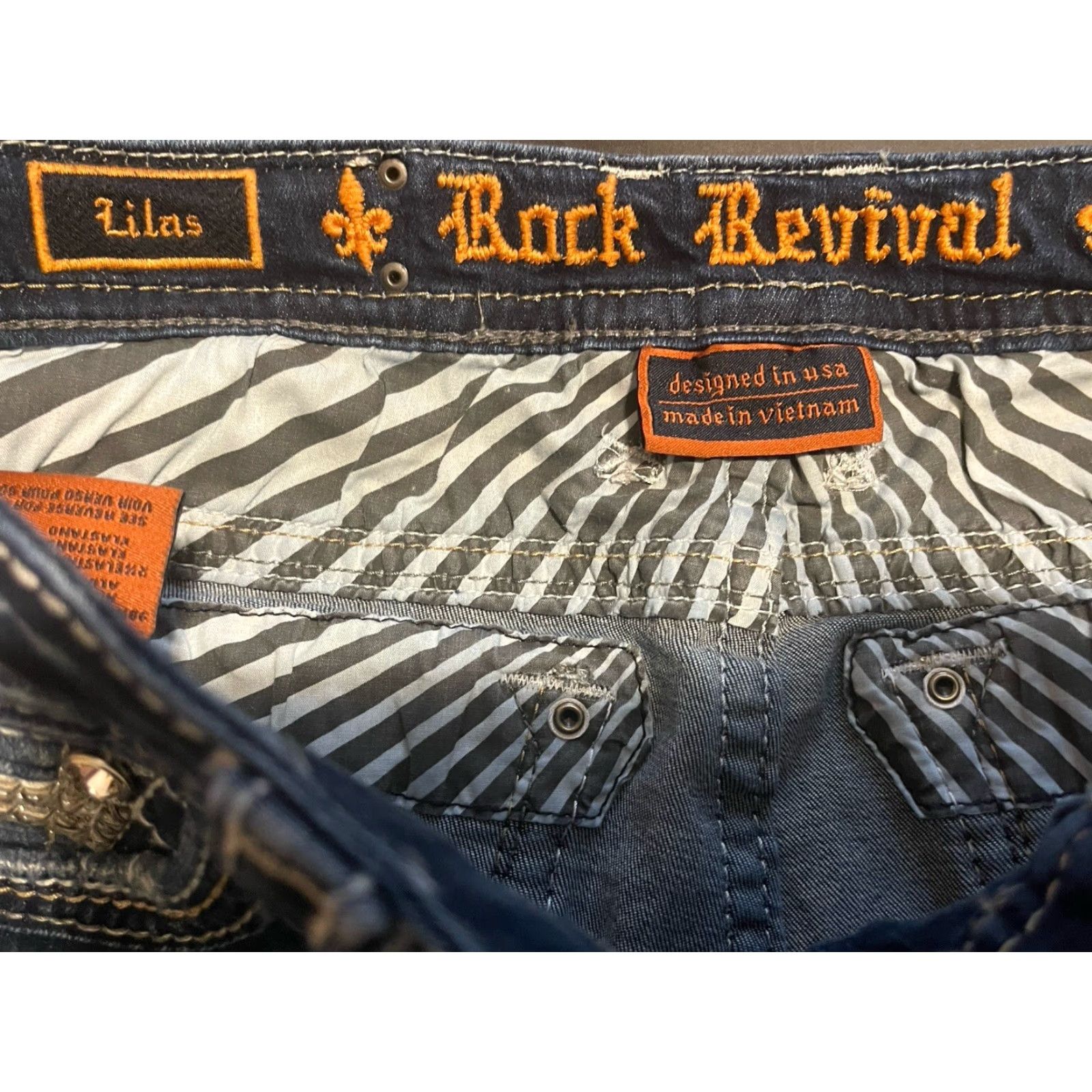 Vintage Rock Revival Jeans Lilas Easy Skinny Women's 33 Blue Embroidered Rhinestone Slim 5-Pocket Denim 90s Cowgirl Rock Logo? Size 24" / US 00 / IT 34 - 2 Thumbnail