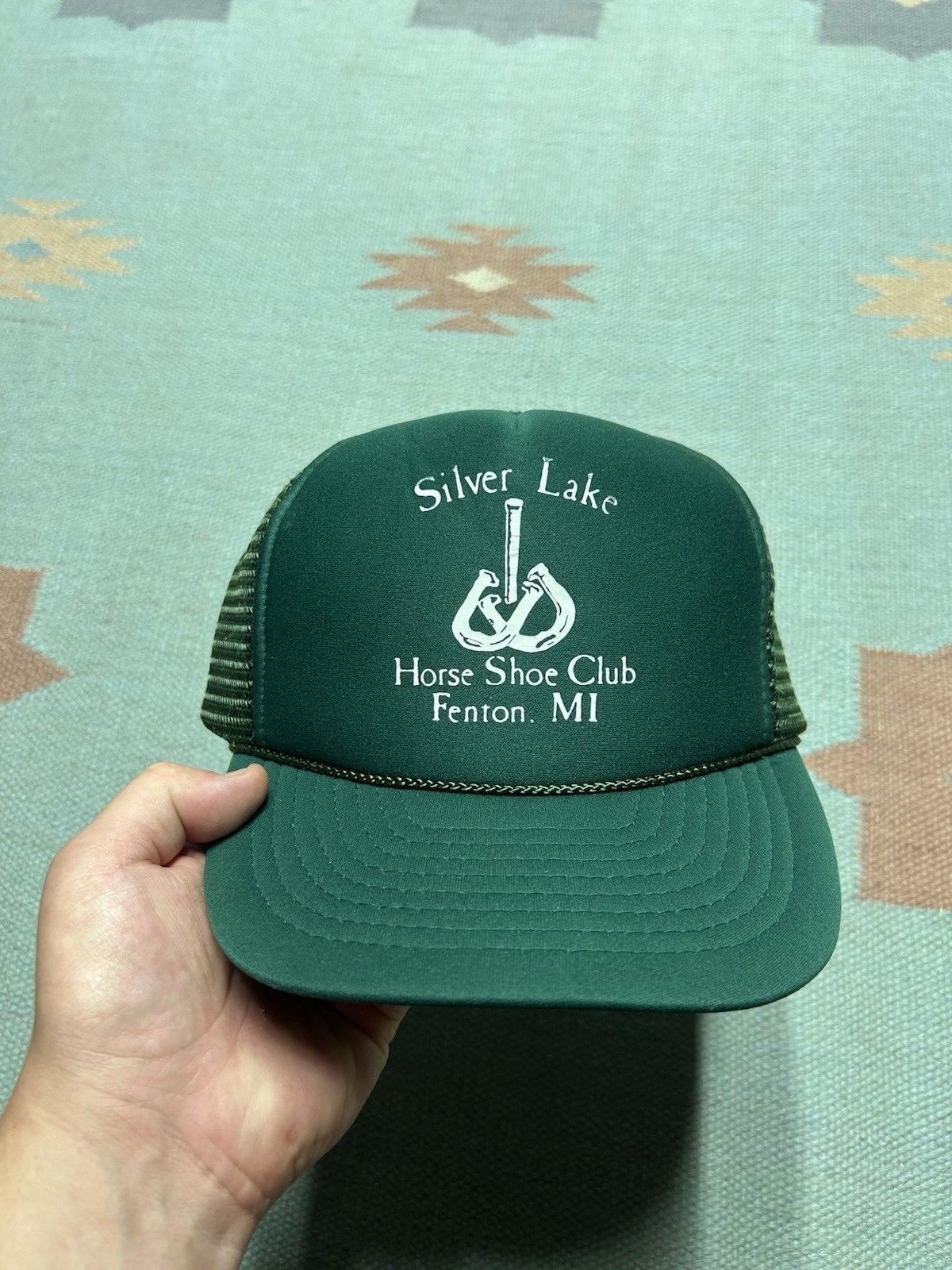 Vintage Vtg trucker hat silver lake horse shoe club Fenton Michigan Size ONE SIZE - 2 Thumbnail