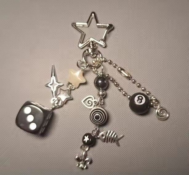 Vintage Handmade cluttered black dice mixed rockstar keychains Size ONE SIZE - 3 Thumbnail