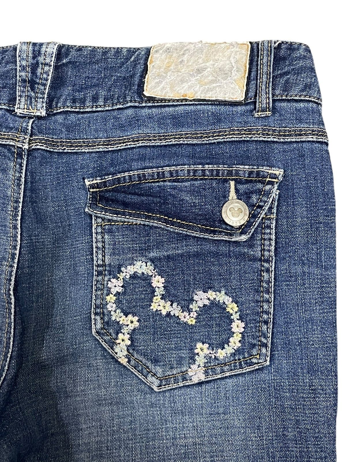 Disney Vtg Y2K Disney Mickey Mouse Embroidery Women Wide Leg Jeans Size 33" - 11 Thumbnail