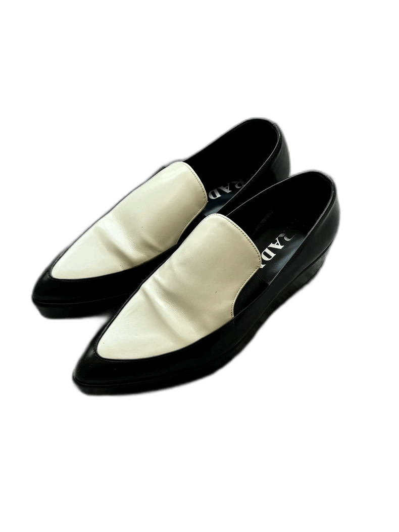 Prada Prada Black and White Pointed Loafers -2505 Size US 5.5 / EU 38 - 1 Thumbnail
