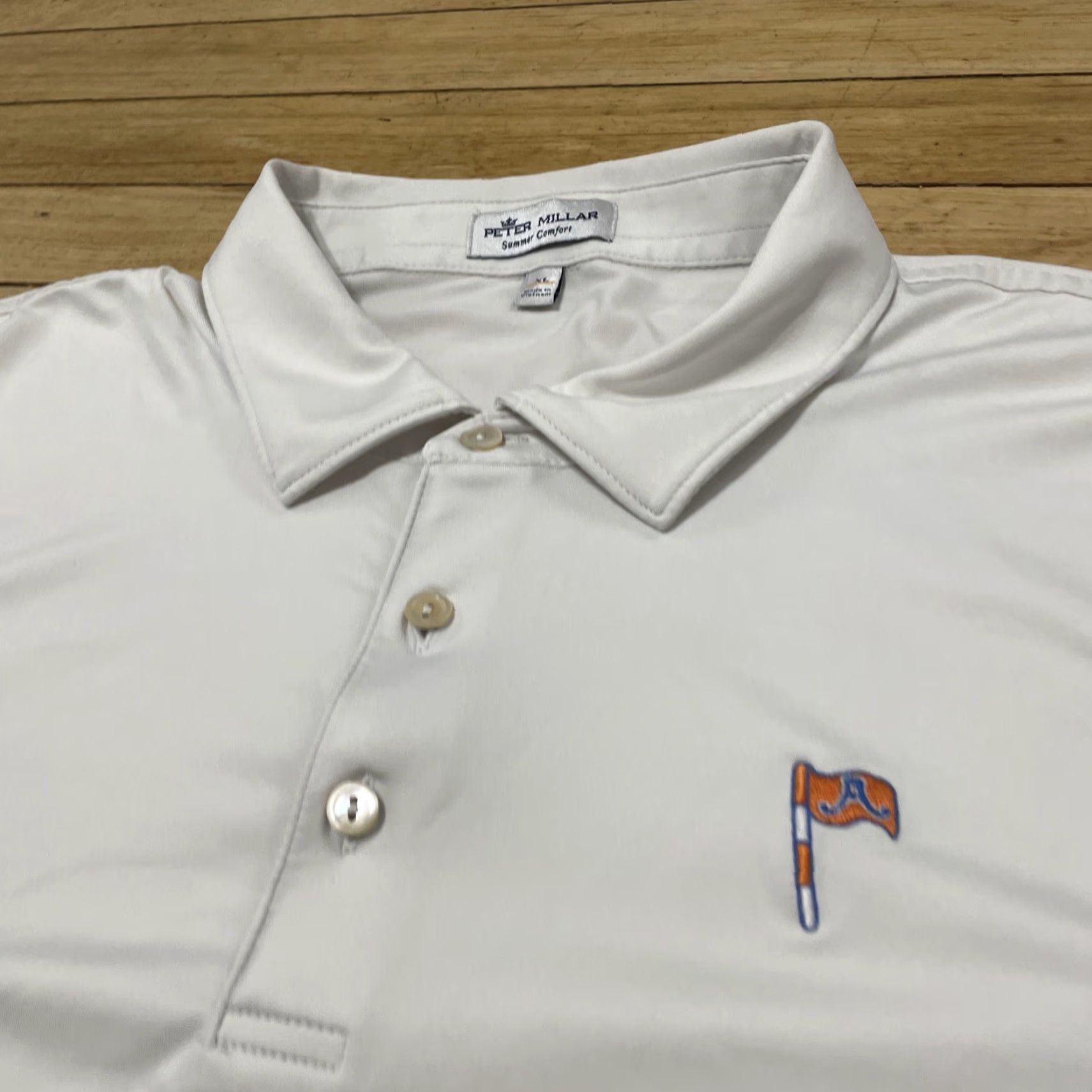 Peter Millar VINTAGE Peter Millar Summer Comfort Polo Shirt Men XL White A Golf Flag Logo Golfer Rare Size US XL / EU 56 / 4 - 4 Thumbnail