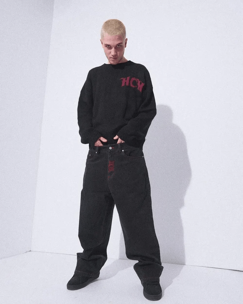 Japanese Brand × Vintage Retro Y2K jeans skeleton straight Trousers Wide Leg Size US 30 / EU 46 - 6 Thumbnail