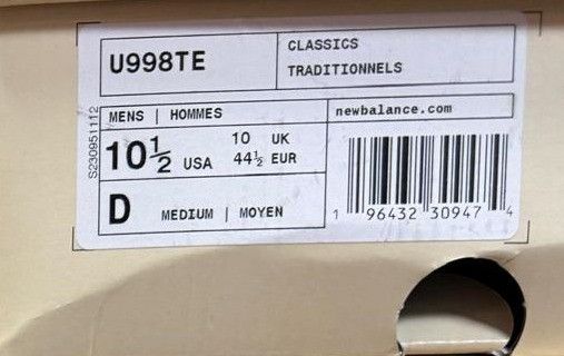 New Balance o1w1db10824 998 Core Rubber-Trimmed Full-Grain Sneakers Size US 10.5 / EU 43-44 - 8 Thumbnail