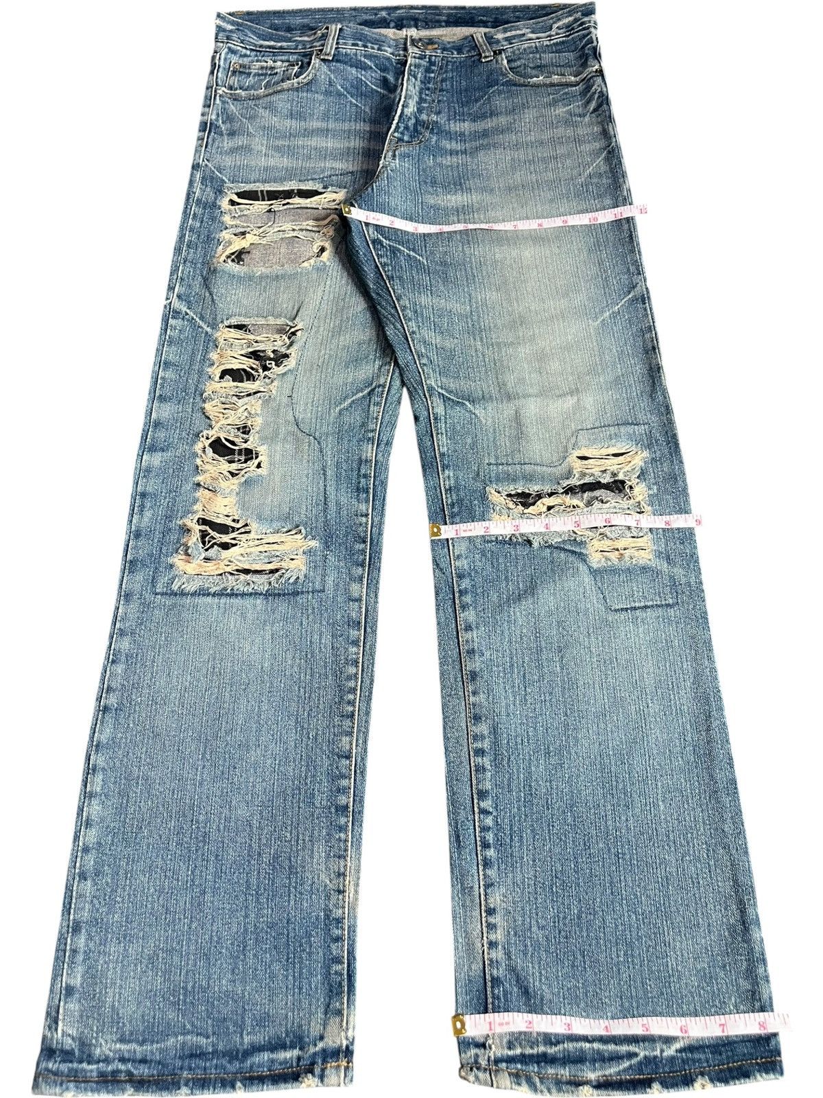 Issey Miyake Vintage Japanese Brand Mud Wash Patch Distress Loose Jeans Size 34" / US 12 / IT 48 - 8 Thumbnail