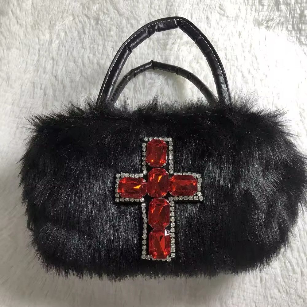 Other Gothic Punk Soft Black Cross Women’s Handbag Size ONE SIZE - 6 Thumbnail