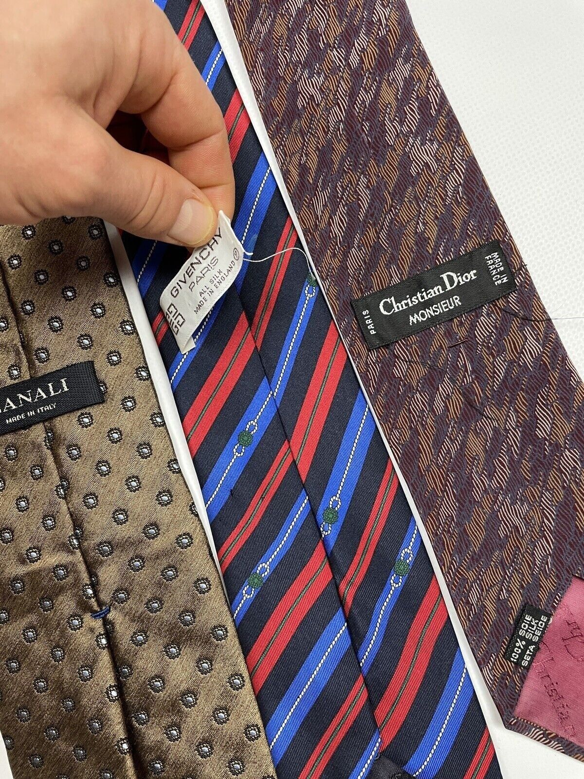 Dior LOT x 3 TIE CANALI CHRISTIAN DIOR GIVENCHY MEN Size ONE SIZE - 7 Thumbnail