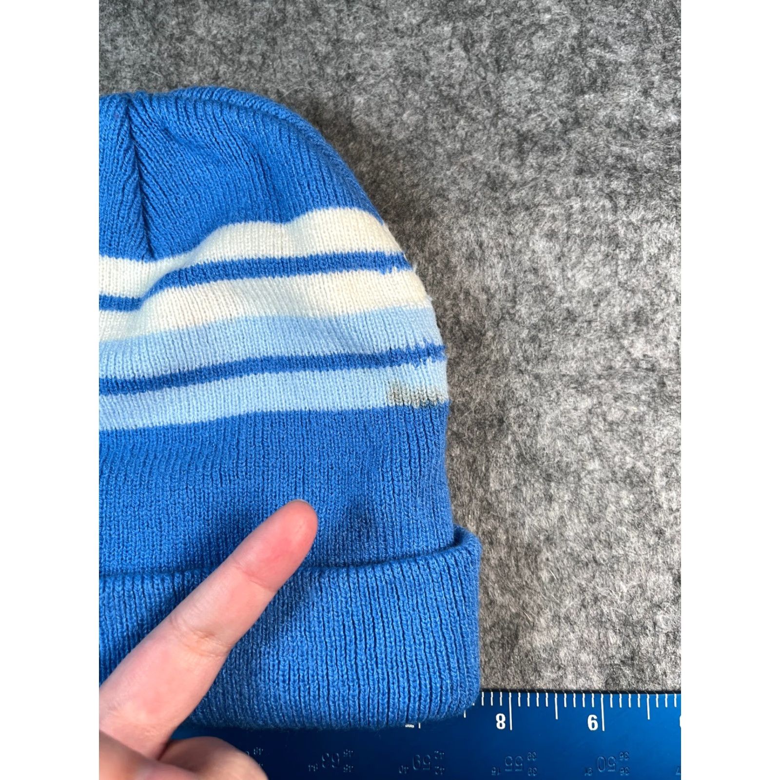 Vintage Paris Accessories Beanie Women One Size Blue White Stripe Knit Acrylic Hat Zipper? Size ONE SIZE - 4 Thumbnail