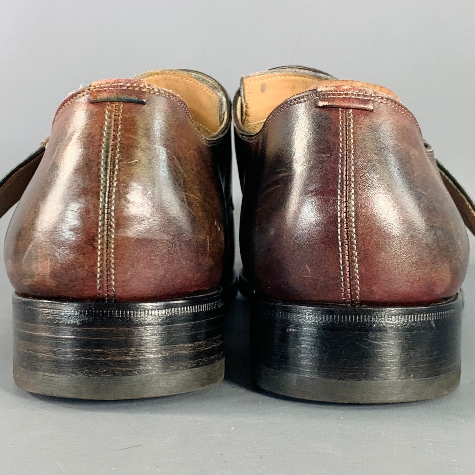 Other CALZOLERIA HARRIS Brown Antique Leather Monk Strap Loafers Size US 12 / EU 45 - 3 Thumbnail