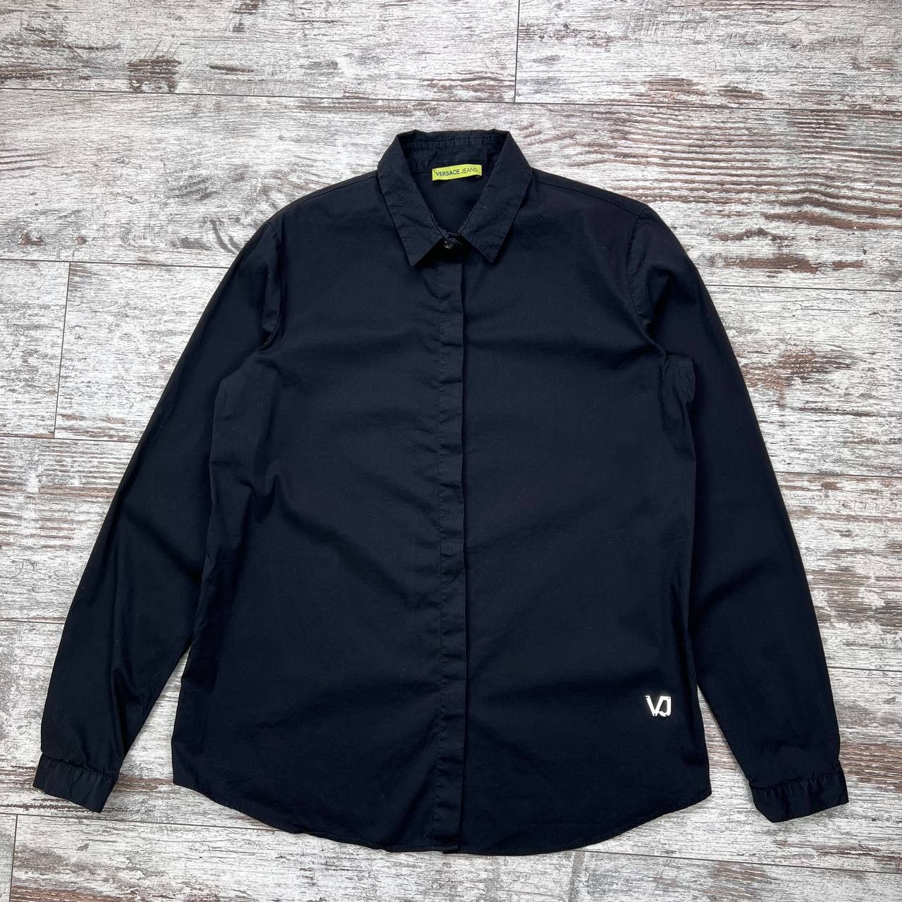 Versace Jeans Couture VERSACE JEANS Black Designer Shirt with VJ Logo Size M / US 6-8 / IT 42-44 - 1 Thumbnail