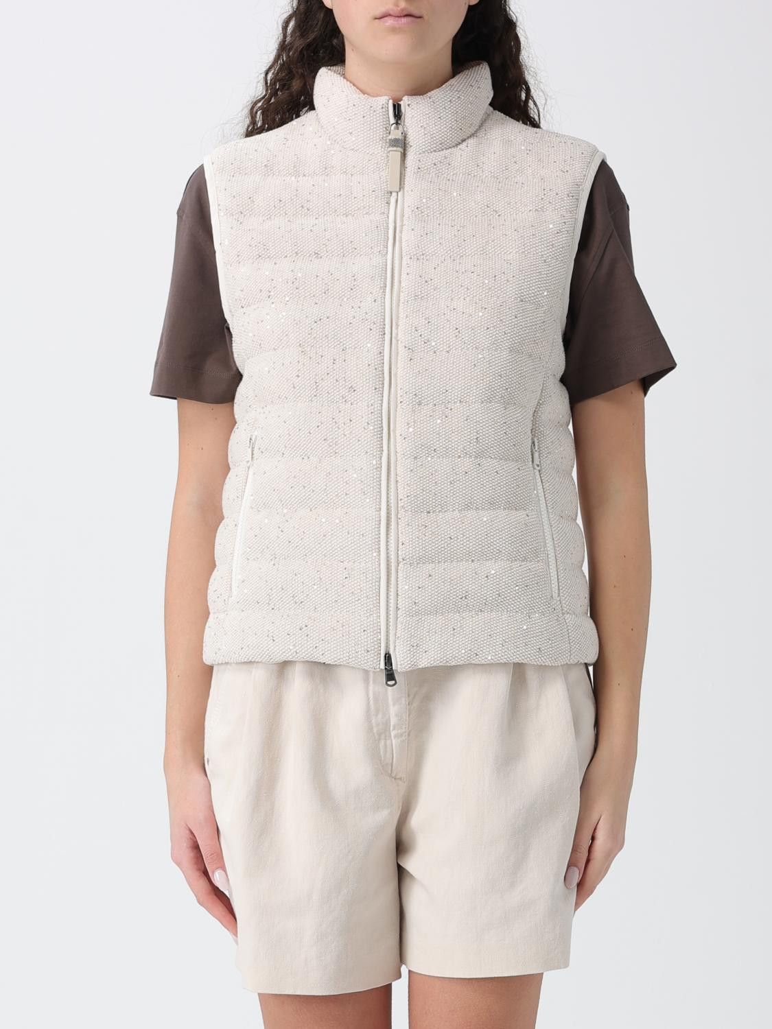 Brunello Cucinelli Brunello Cucinelli Waistcoat Woman Ivory Size M / US 6-8 / IT 42-44 - 1 Thumbnail