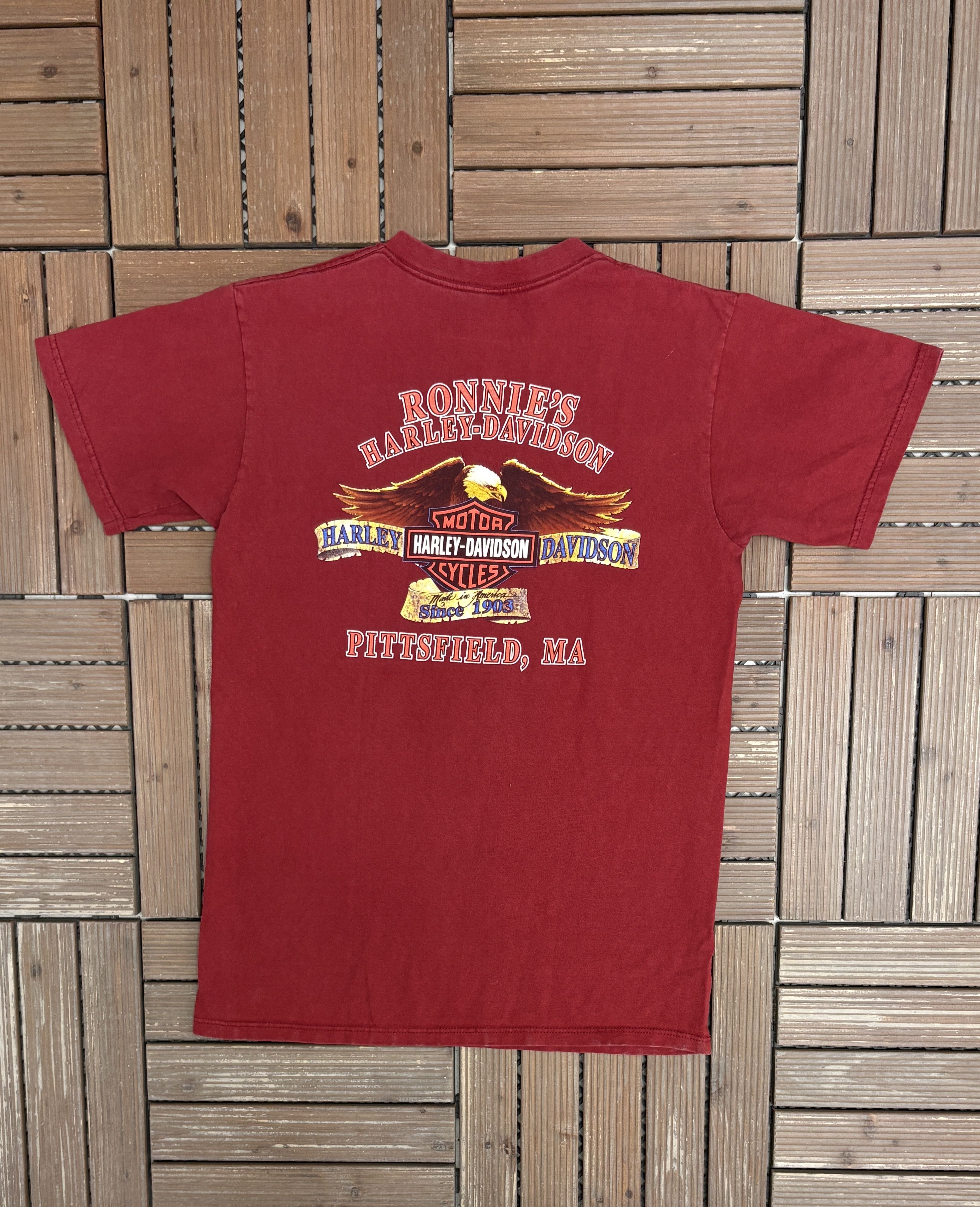 Vintage Harley Davidson Pittsfield, Massachusetts Vintage Red Tee Size US M / EU 48-50 / 2 - 4 Thumbnail