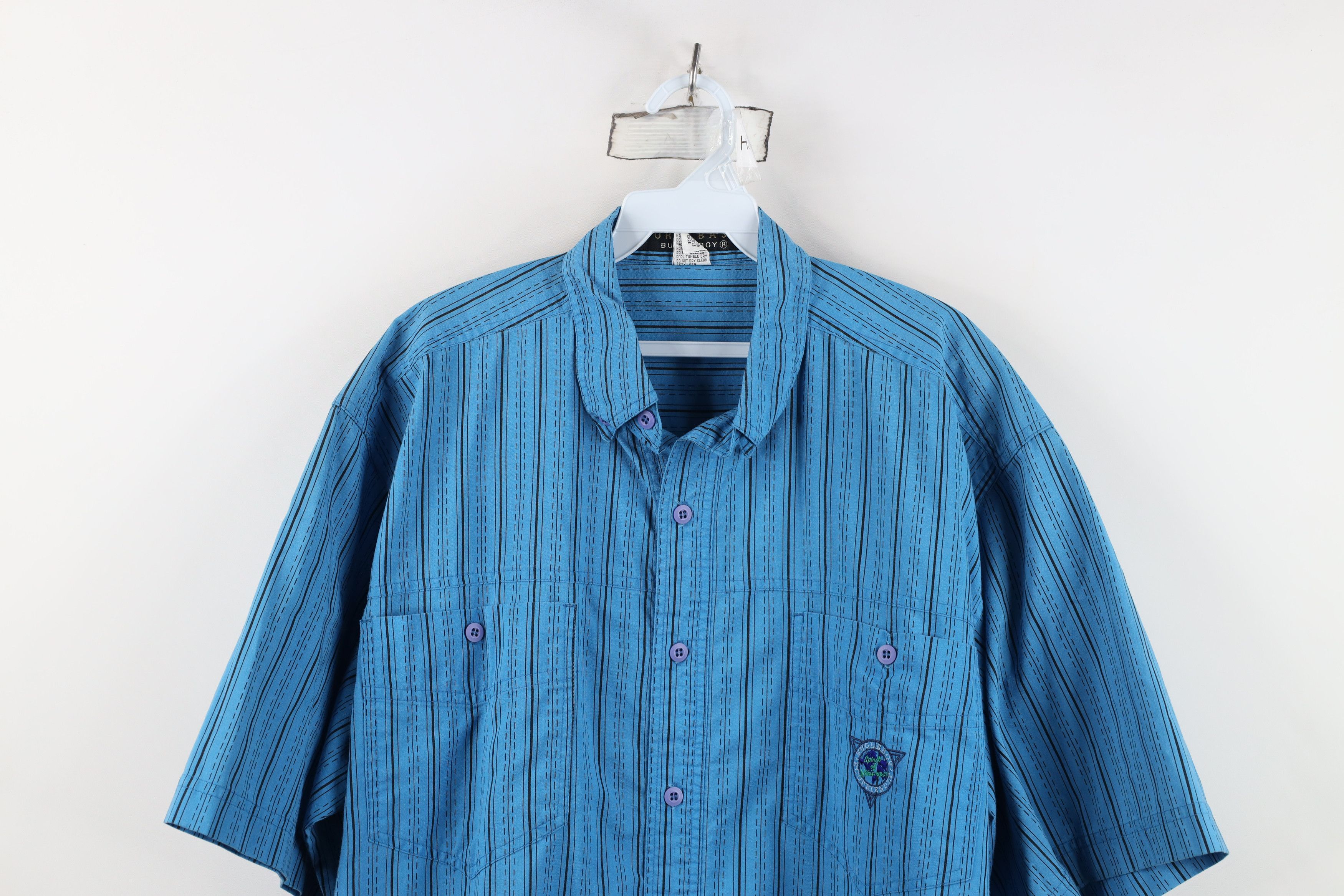 Vintage Vintage 90s Bugle Boy Fit Striped Short Sleeve Button Shirt Size US XL / EU 56 / 4 - 2 Thumbnail