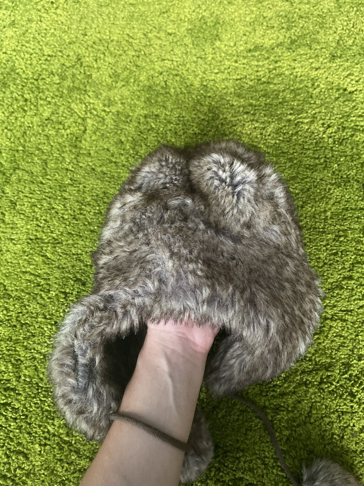 Designer Y2K fuzzy faux fur Ushanka trapper / checker hat Japanese Size 32 - 5 Thumbnail