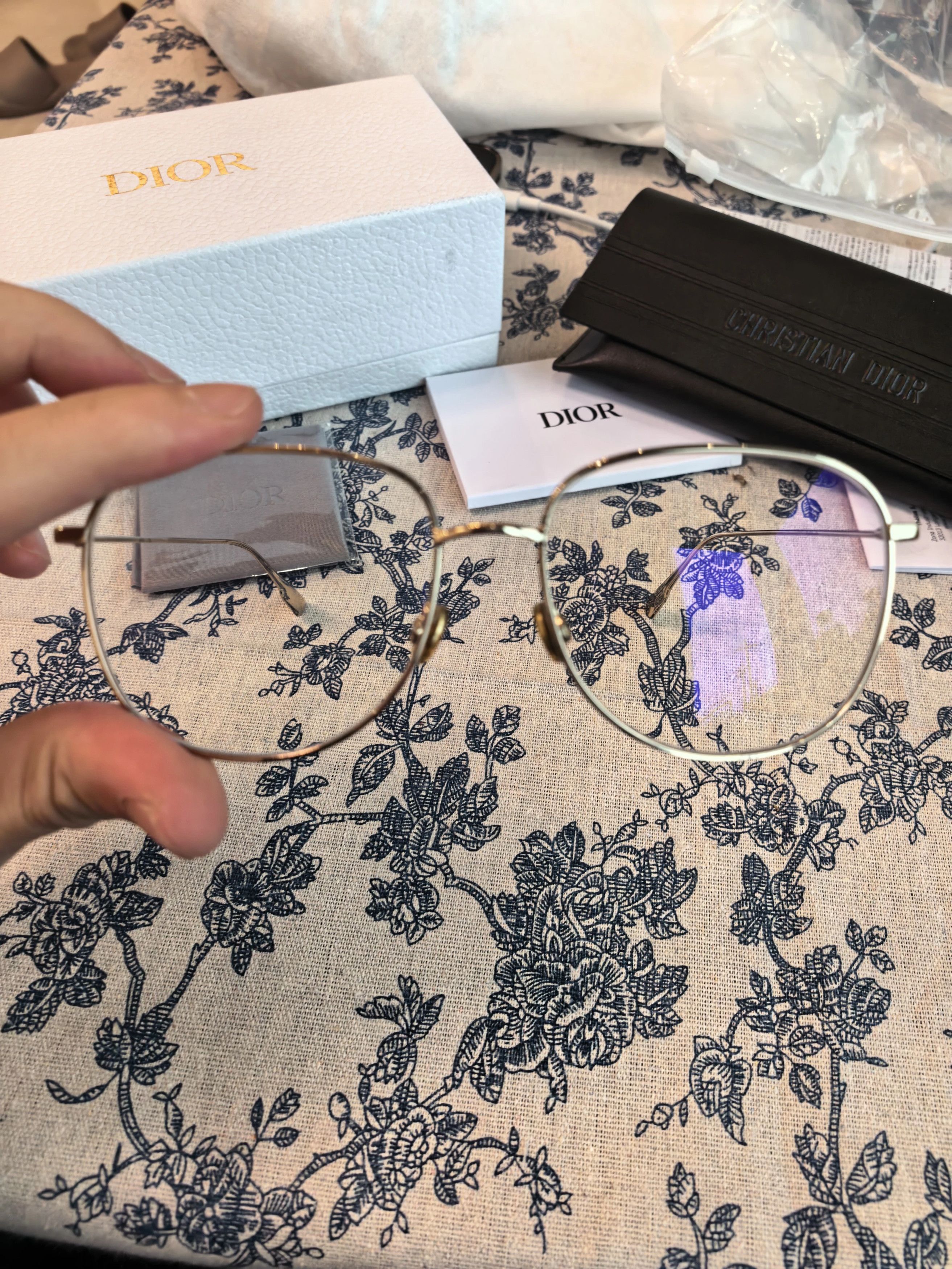 Dior Dior Gold Rimmed Flat Lens Glasses Size ONE SIZE - 1 Thumbnail
