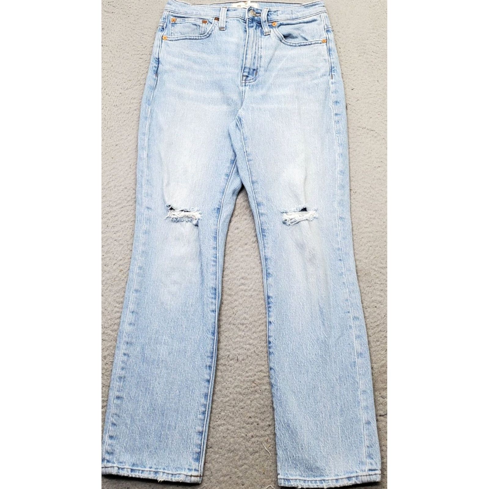 Madewell Madewell Crop Jeans Womens 24 Blue Denim Slim Fit High Rise Distressed Basic Five-Pocket Design Hem Cropped Size 24 Womens Jeans Size 42" / US 20 - 2 Thumbnail
