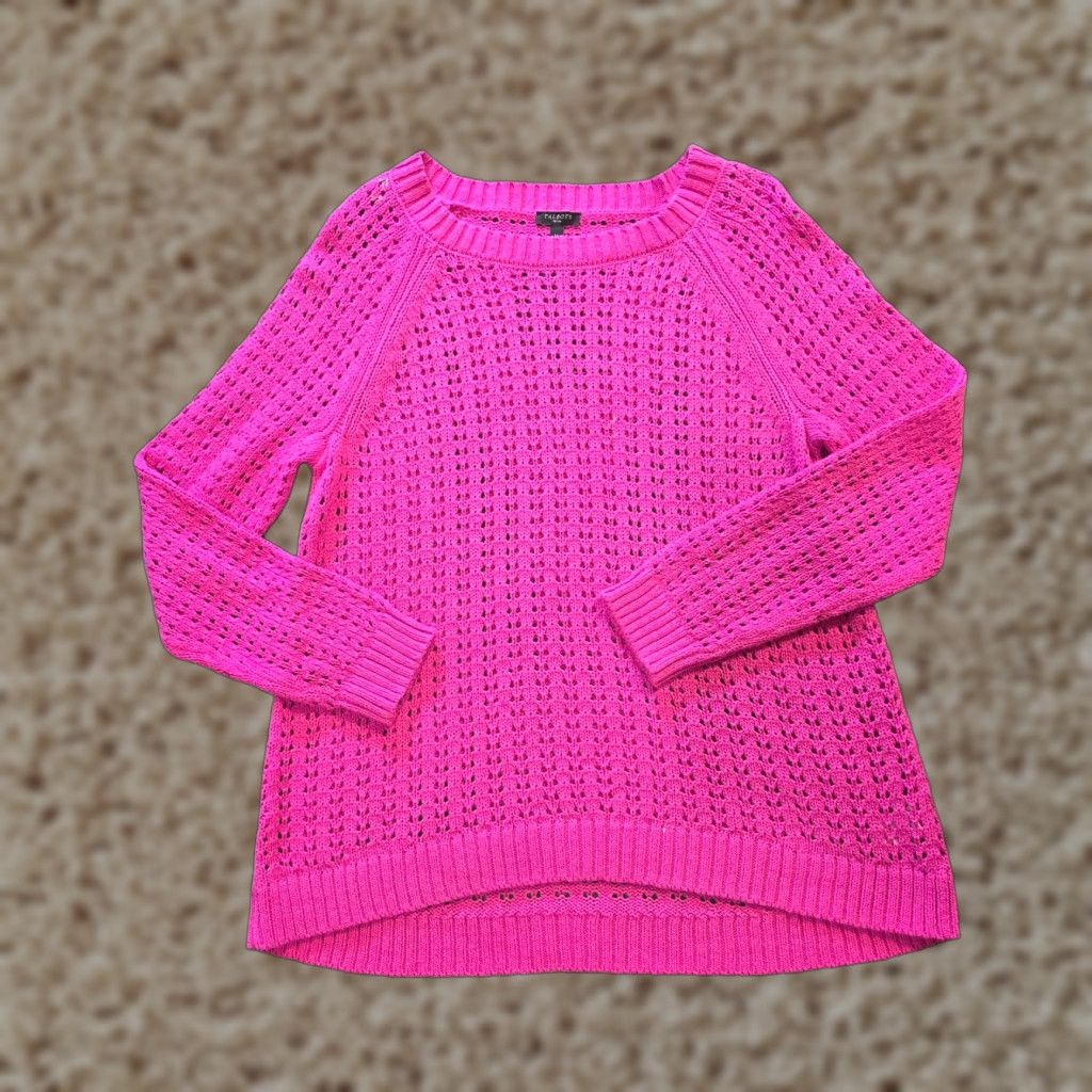 Talbots Talbots Sweater Women Large Petite Hot Pink Open Knit Long Sleeve Casual Capsule Size L / US 10 / IT 46 - 1 Thumbnail