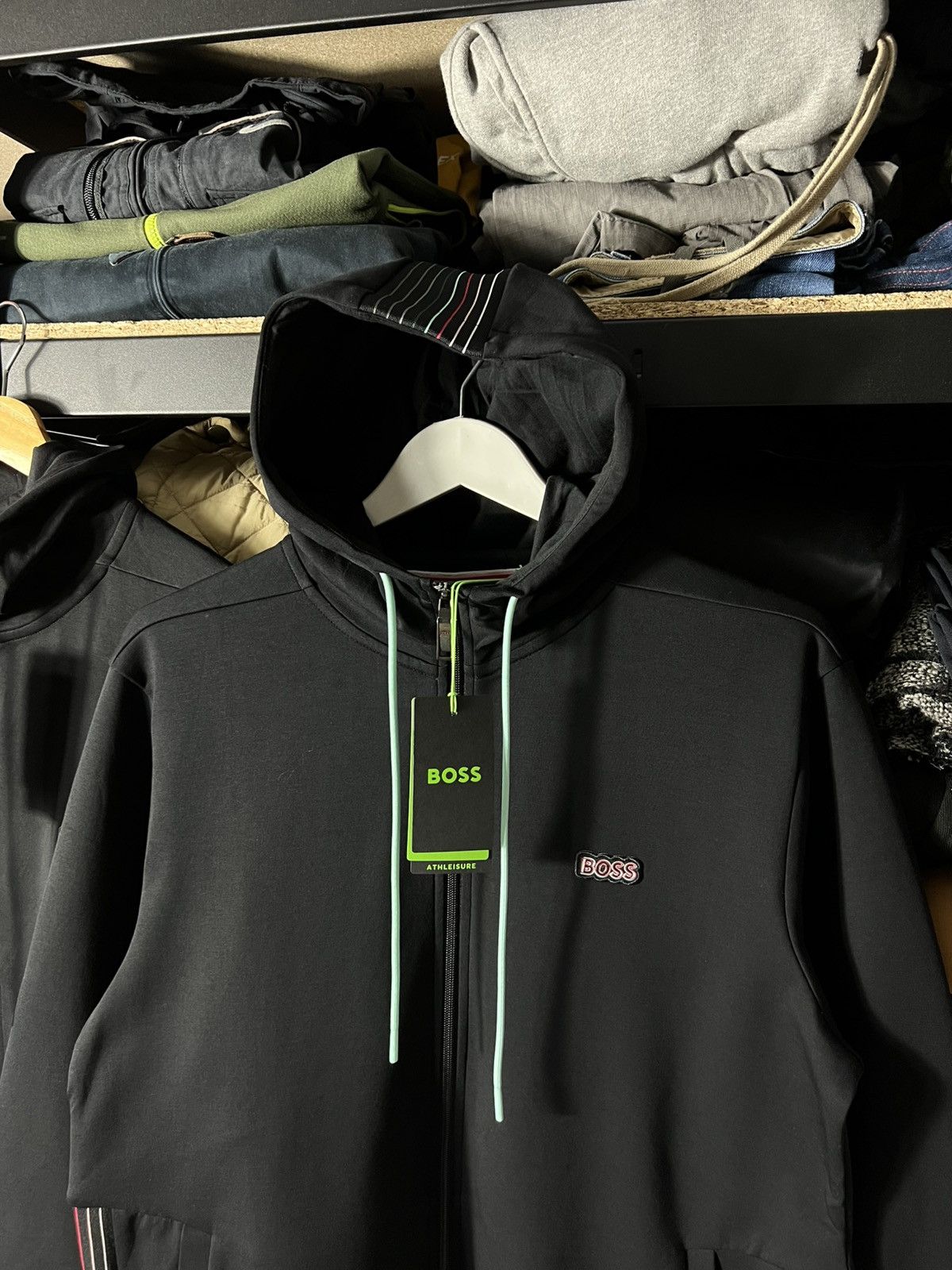 Hugo Boss 🔥 BOSS Cotton Blend Dark Athleisure Zip Hoodie — Size XL Size US XL / EU 56 / 4 - 6 Thumbnail
