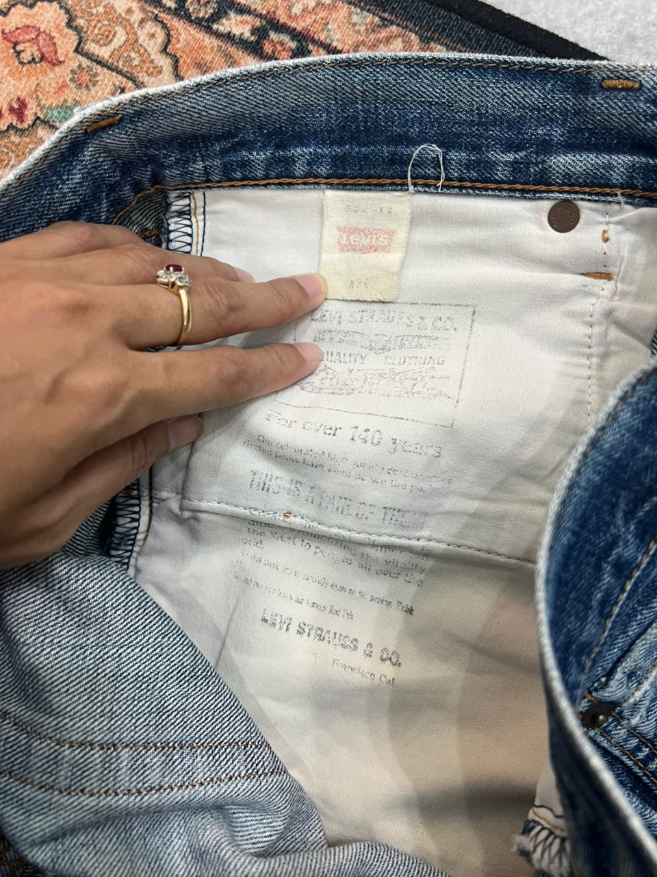 Levi's Vintage LVC Levis 502 Big E Distressed Size US 32 / EU 48 - 8 Thumbnail