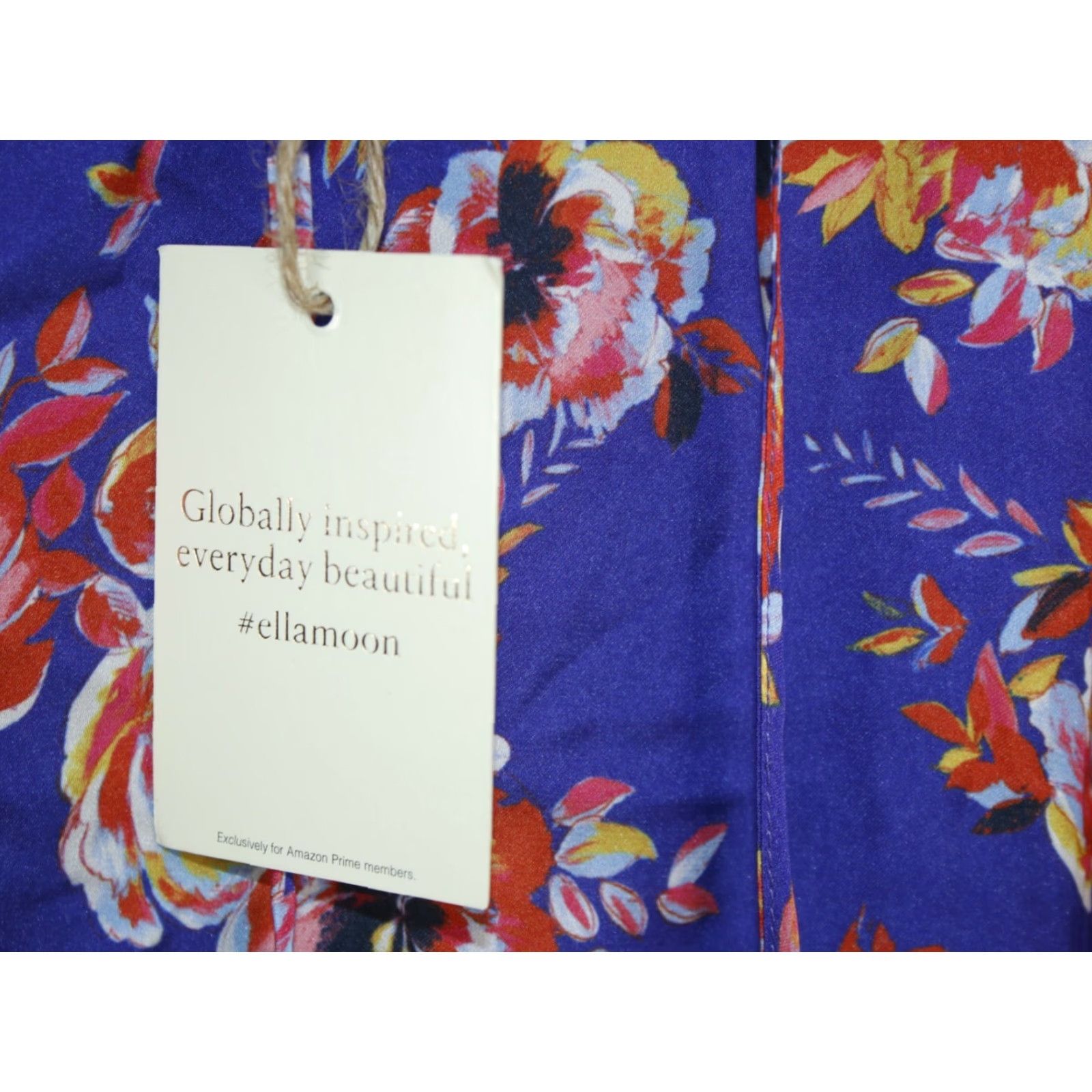 Vintage Ella Moon Blue Midi Dress Womens Floral Tie Neck Peplum Hem A-Line Flutter Sleeve Size L NWT Size L / US 10 / IT 46 - 6 Thumbnail