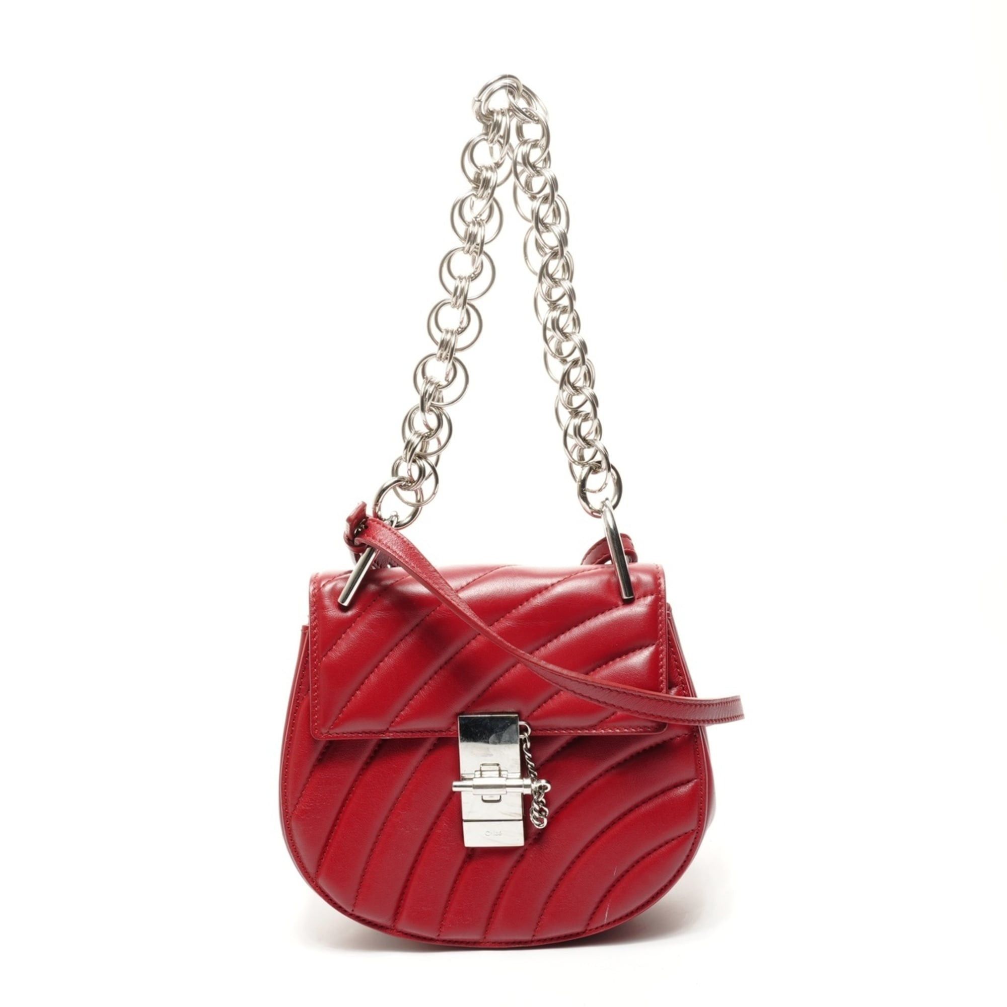 Chloe Chloé Chloe Drew Jeweled Leather 2-Way Shoulder Bag in Red Size ONE SIZE - 1 Thumbnail