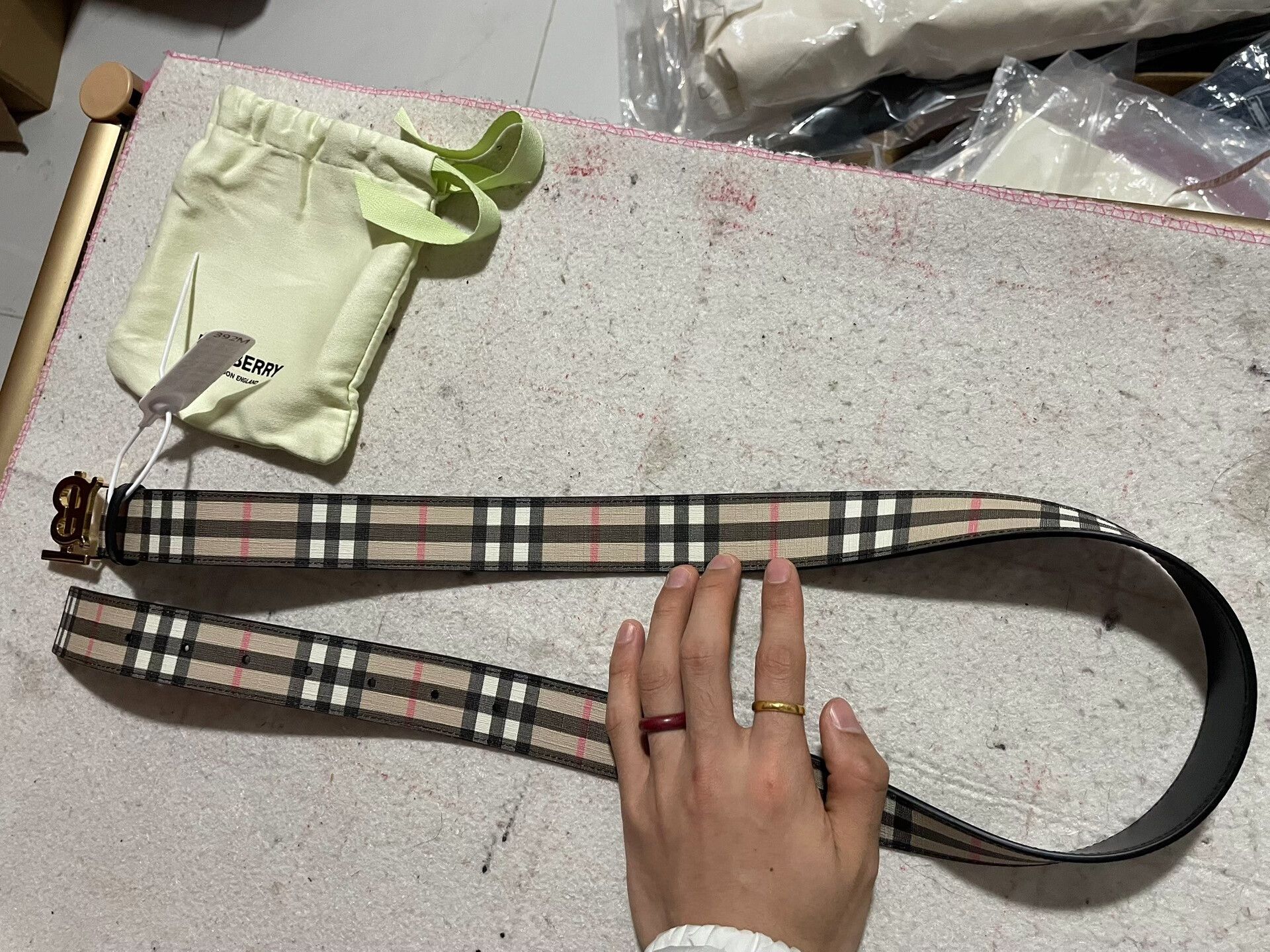 Burberry Burberry Classic Check Leather Belt Size ONE SIZE - 1 Thumbnail