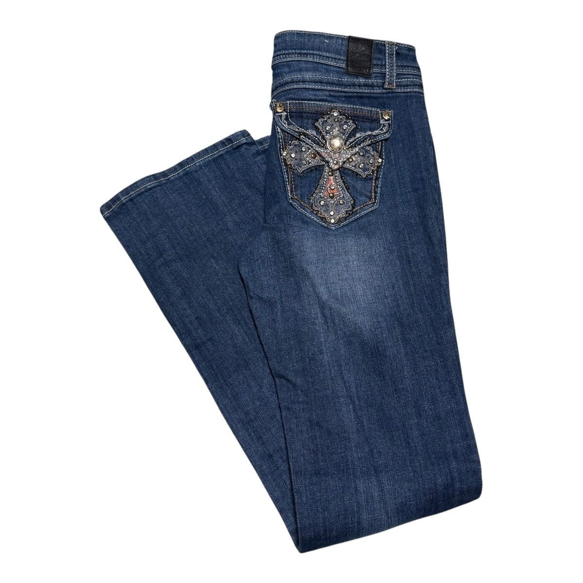 Grace in LA Grace in LA Rhinestone Pockets Jeans Women’s 8 (31x33.5) Size 31" - 1 Thumbnail