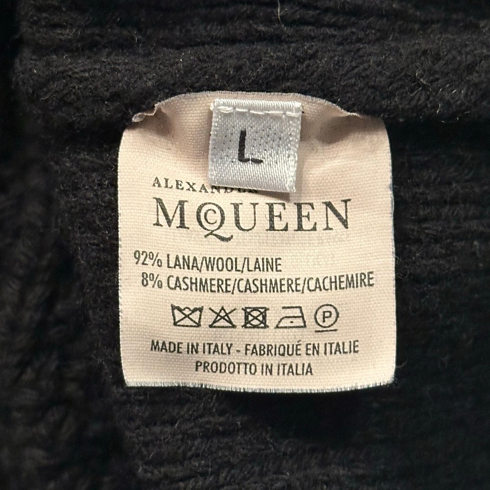 Alexander McQueen Skull Motif Fisherman Cable Sweater Black LRG Wool Cashmere Size US L / EU 52-54 / 3 - 7 Thumbnail