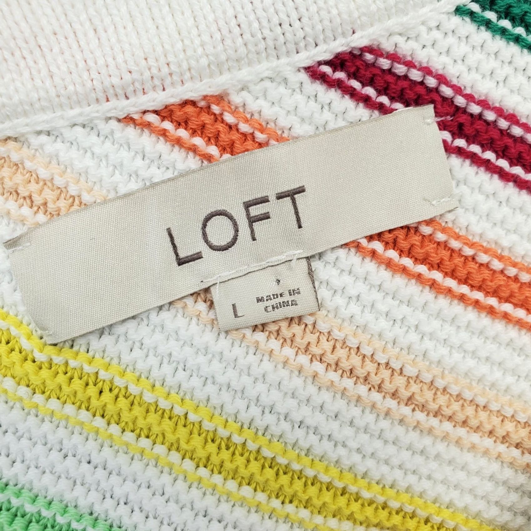 Loft LOFT Rainbow Knitted Top Womens L Multi Striped Sleeveless V Neck Button Front Size L / US 10 / IT 46 - 6 Thumbnail
