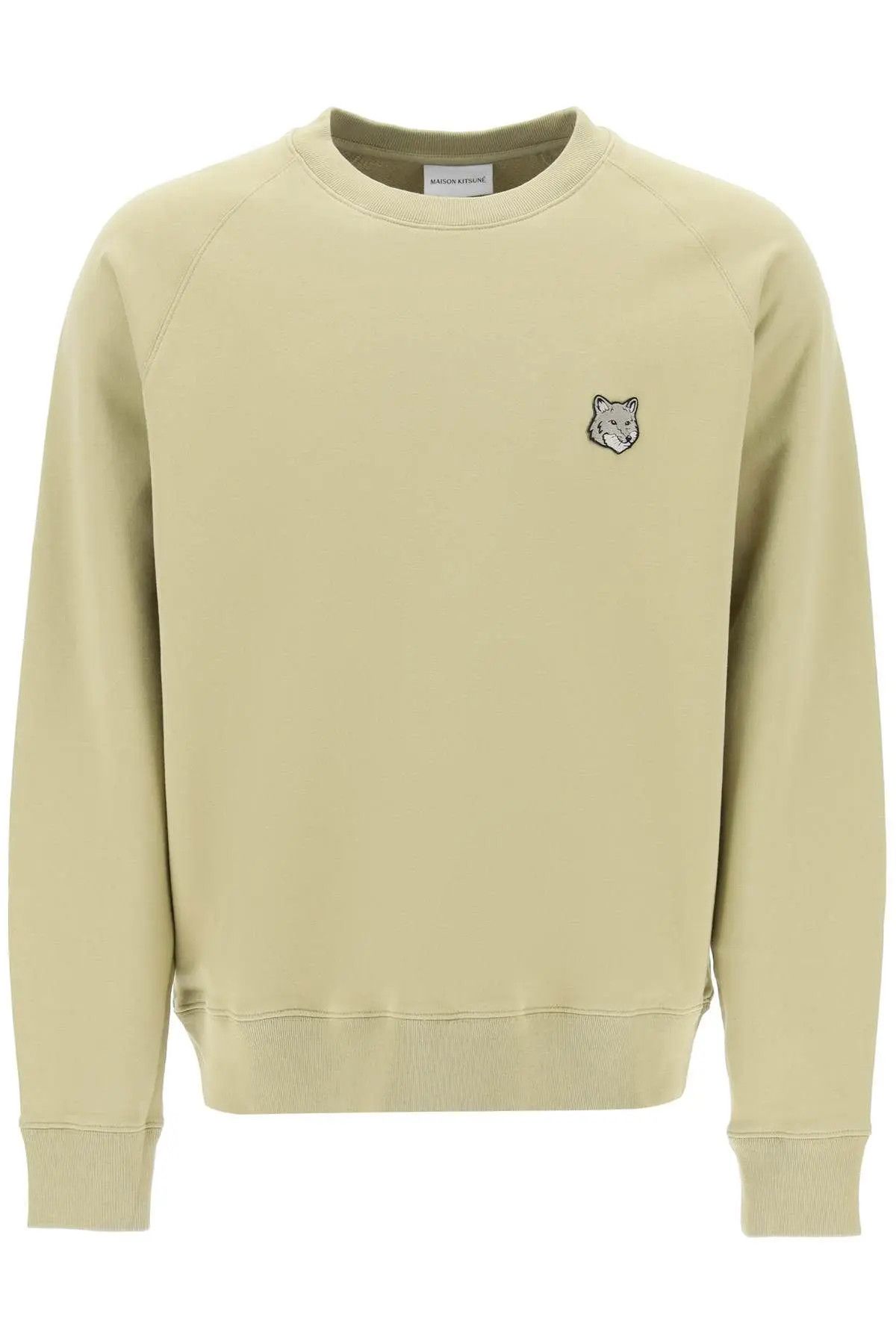 image of Maison Kitsune O1S22I1N0324 Bold Fox Head Crewneck Sweatshirts In Khaki, Men's (Size Small)