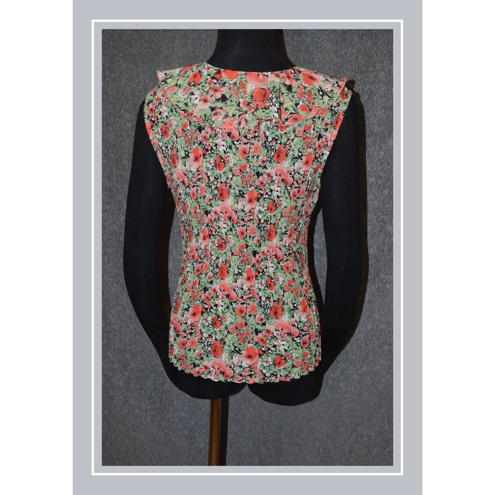 Vintage Notations Floral Print V-Neck Sleeveless Summer Blouse SZ L Size L / US 10 / IT 46 - 3 Thumbnail