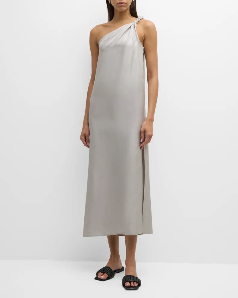 Loulou de Saison o1s22i1n1024 Maxi One-Shoulder Dress in Grey Size S / US 4 / IT 40 - 2 Thumbnail